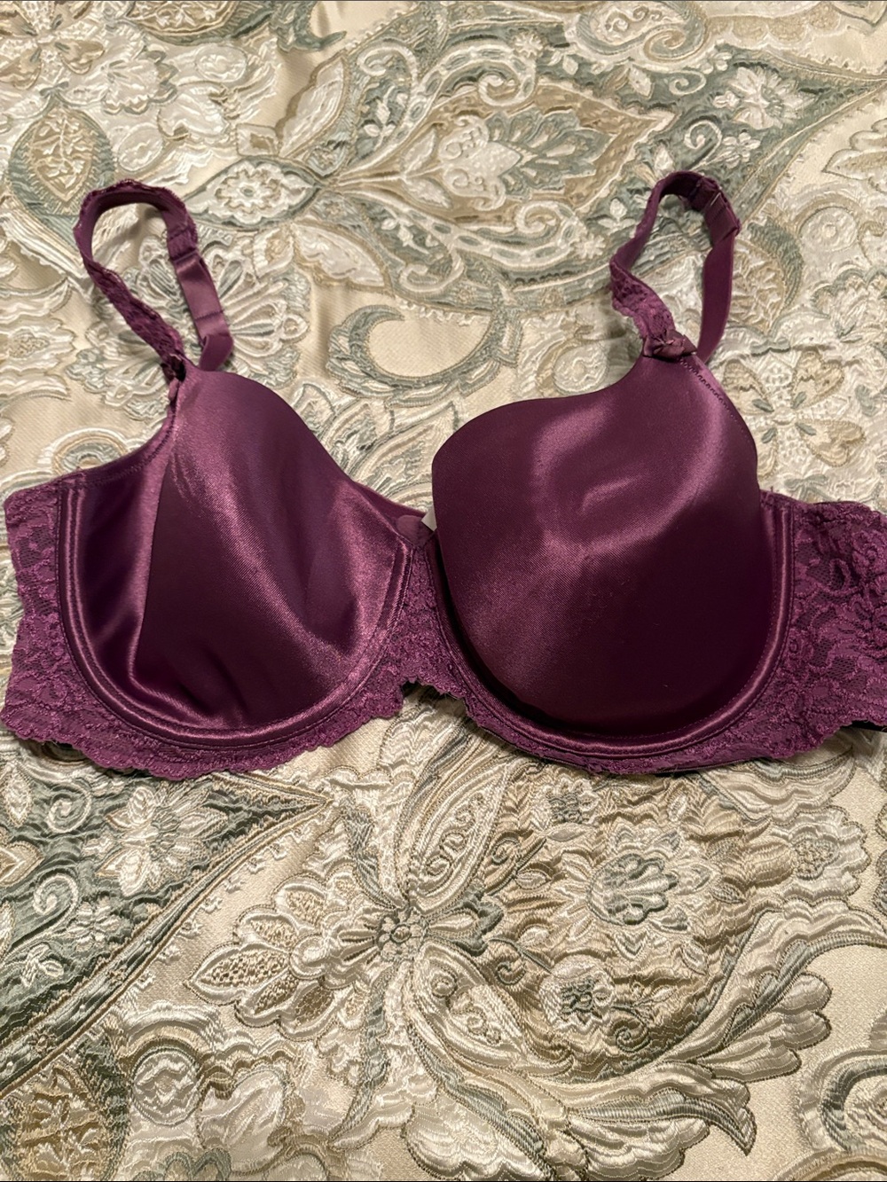 Cacique Satin Underwire Bra in Deep Plum